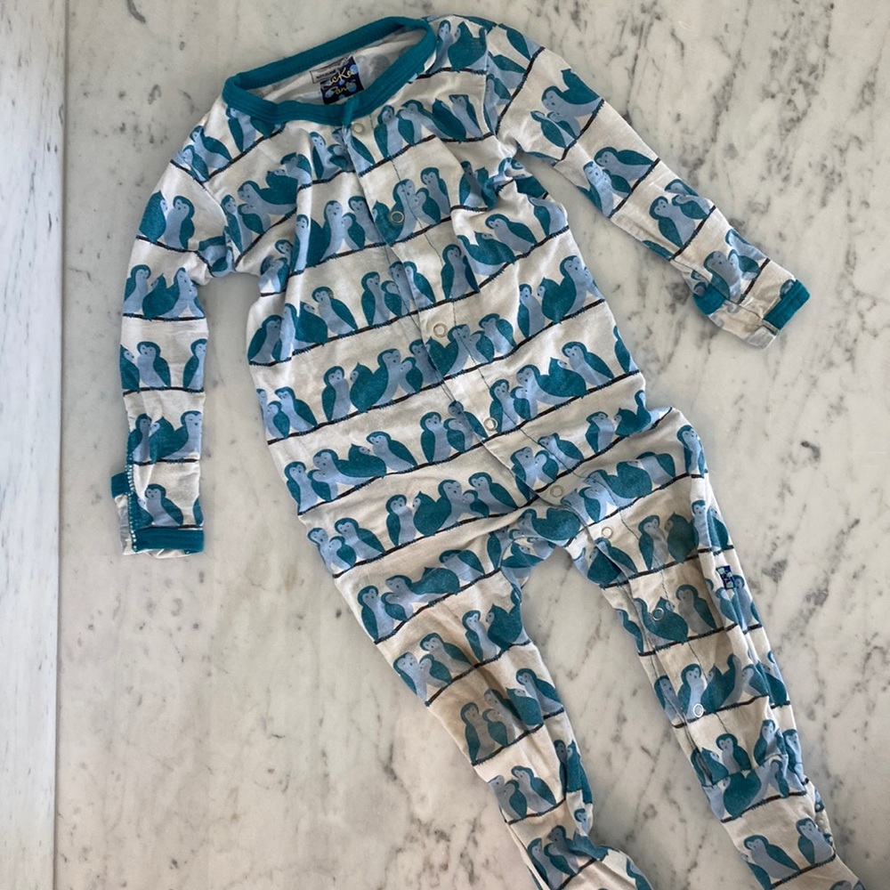 Kickee Pants 6-12 month footie onesie pajamas.